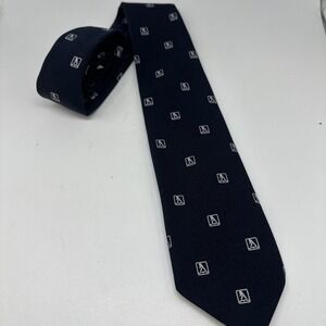 Vintage 90s Givenchy Gentlemen Paris Navy Blue Upside Down Peace Sign Neck Tie